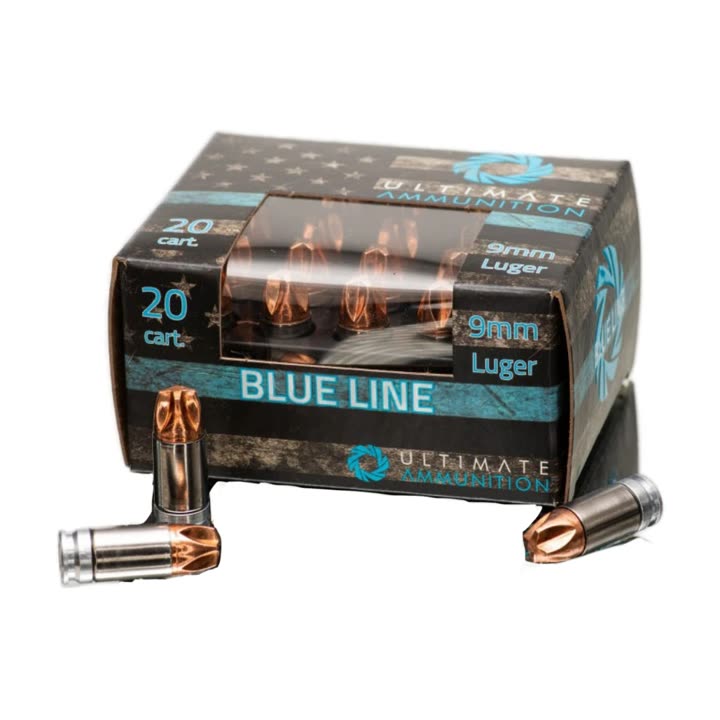 Product photo of Ultimate BLUE LINE 9mm +P+ 90gr LEHIGH FTM-EXD — 20 rounds